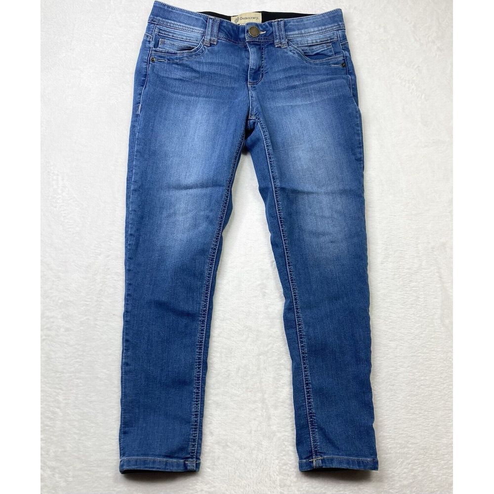 Democracy Jeans Womens 6 Blue Fade Skinny Straight Stretch